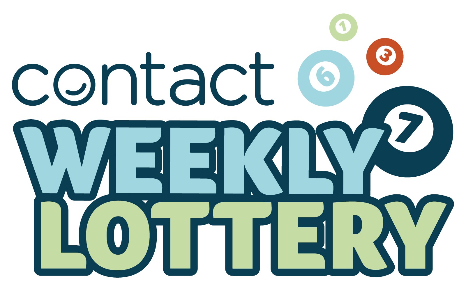 Contact weekly lottery logo - balls with numbers