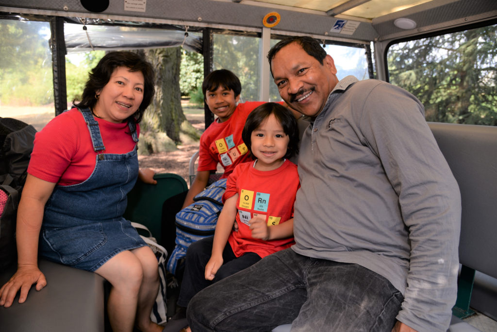 Family on a bus in Kew gardens