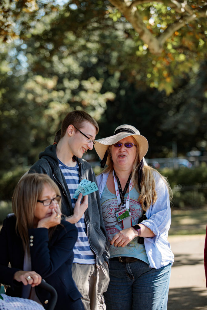 Teenager and parent in the park