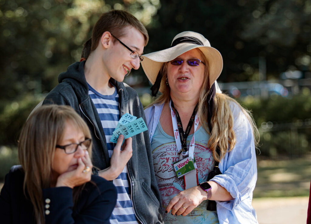 Teenager and parent in the park