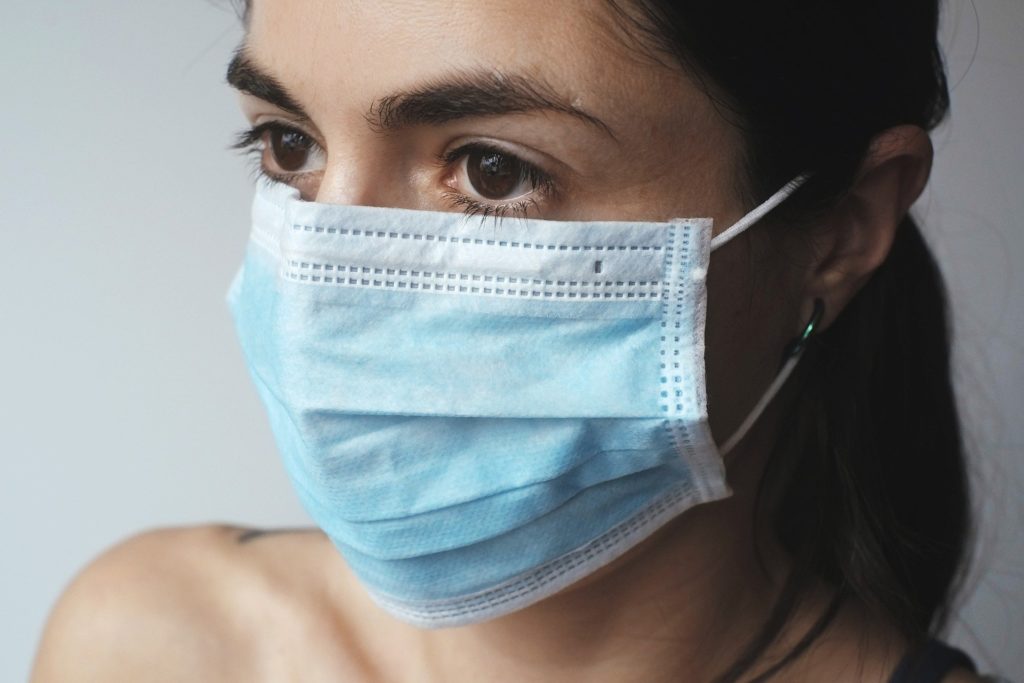 Woman wearing medical facemask