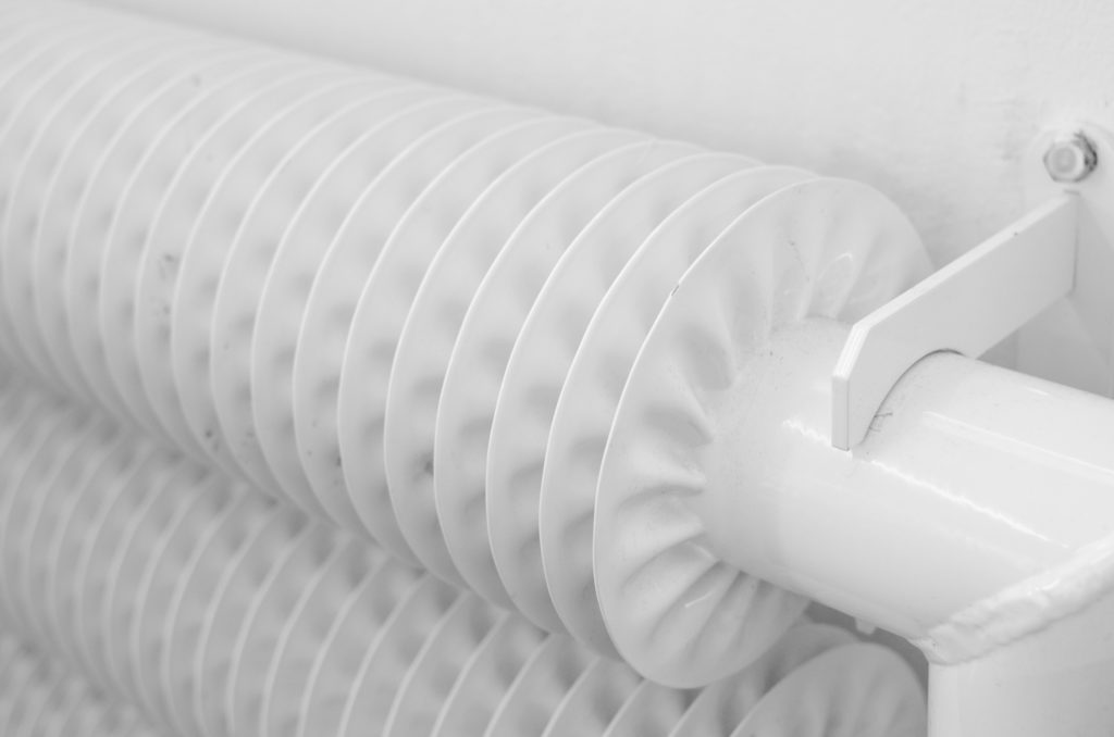 White radiator against wall