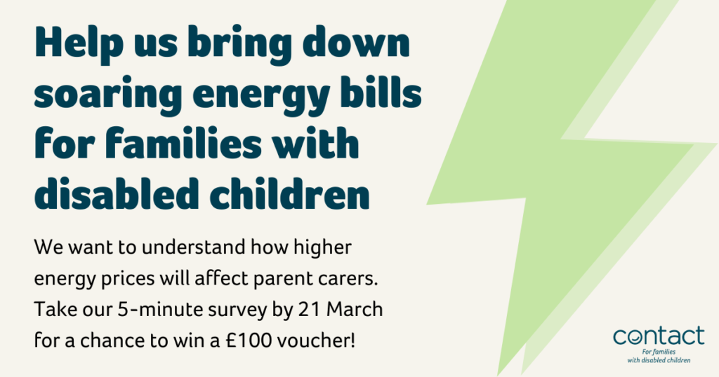 Help us bring down soaring energy bills for families with disabled children: campaign banner