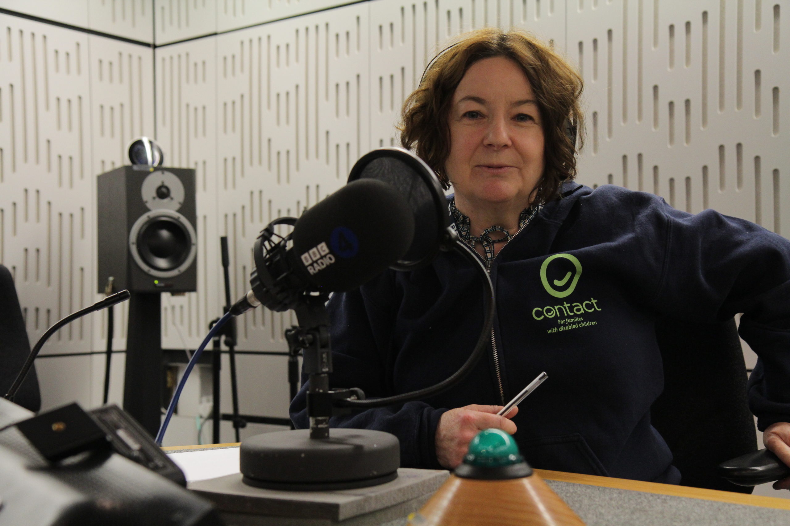 Broadcaster Jane Garvey in the BBC radio studio