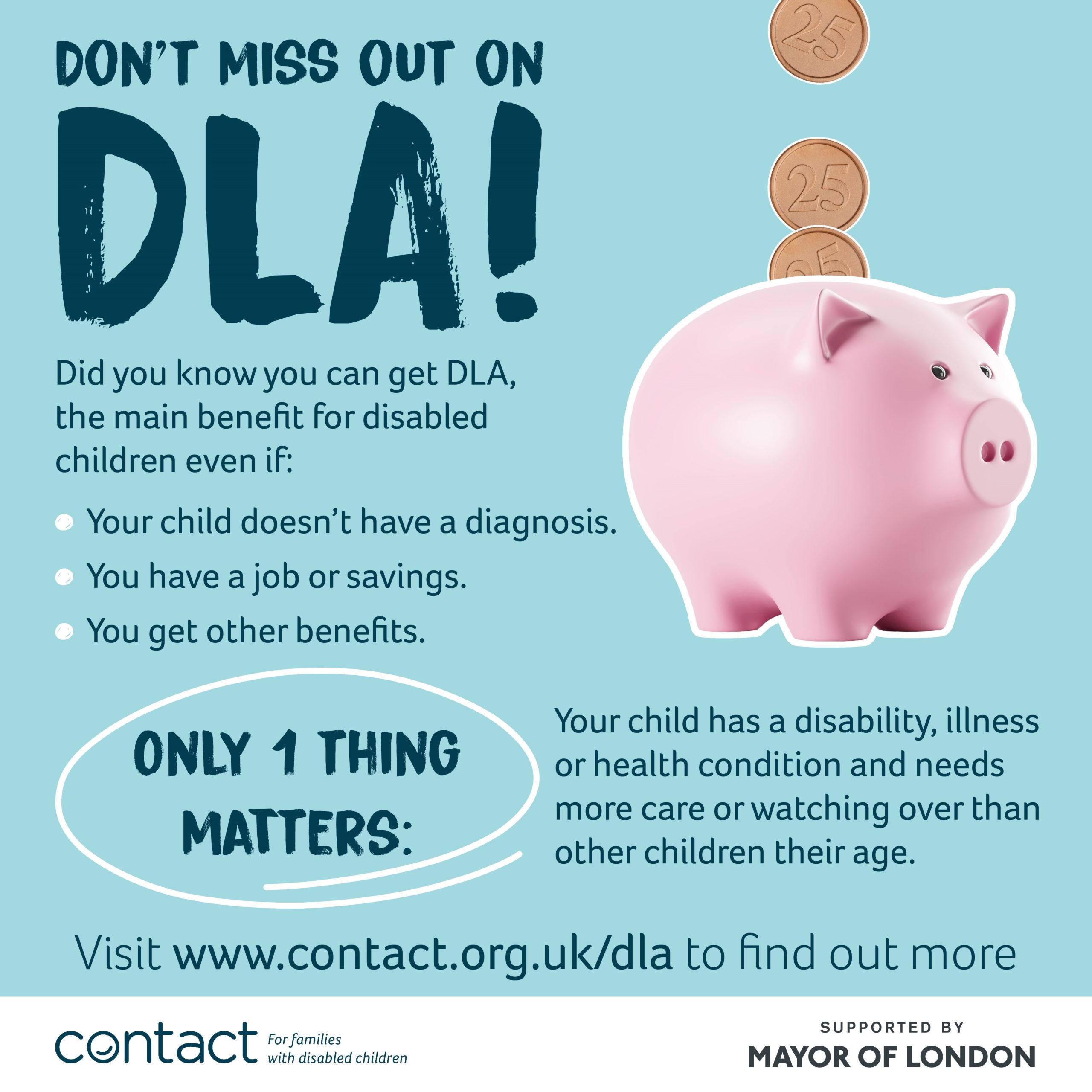 Infographic showing benefits of claiming DLA