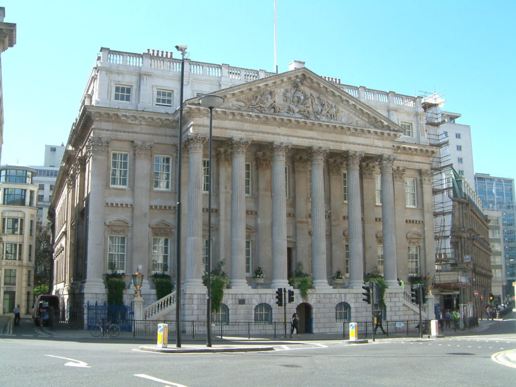 Facade of Mansion House in London