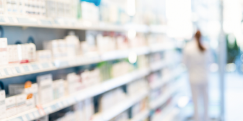Blurry background shot of pharmacy