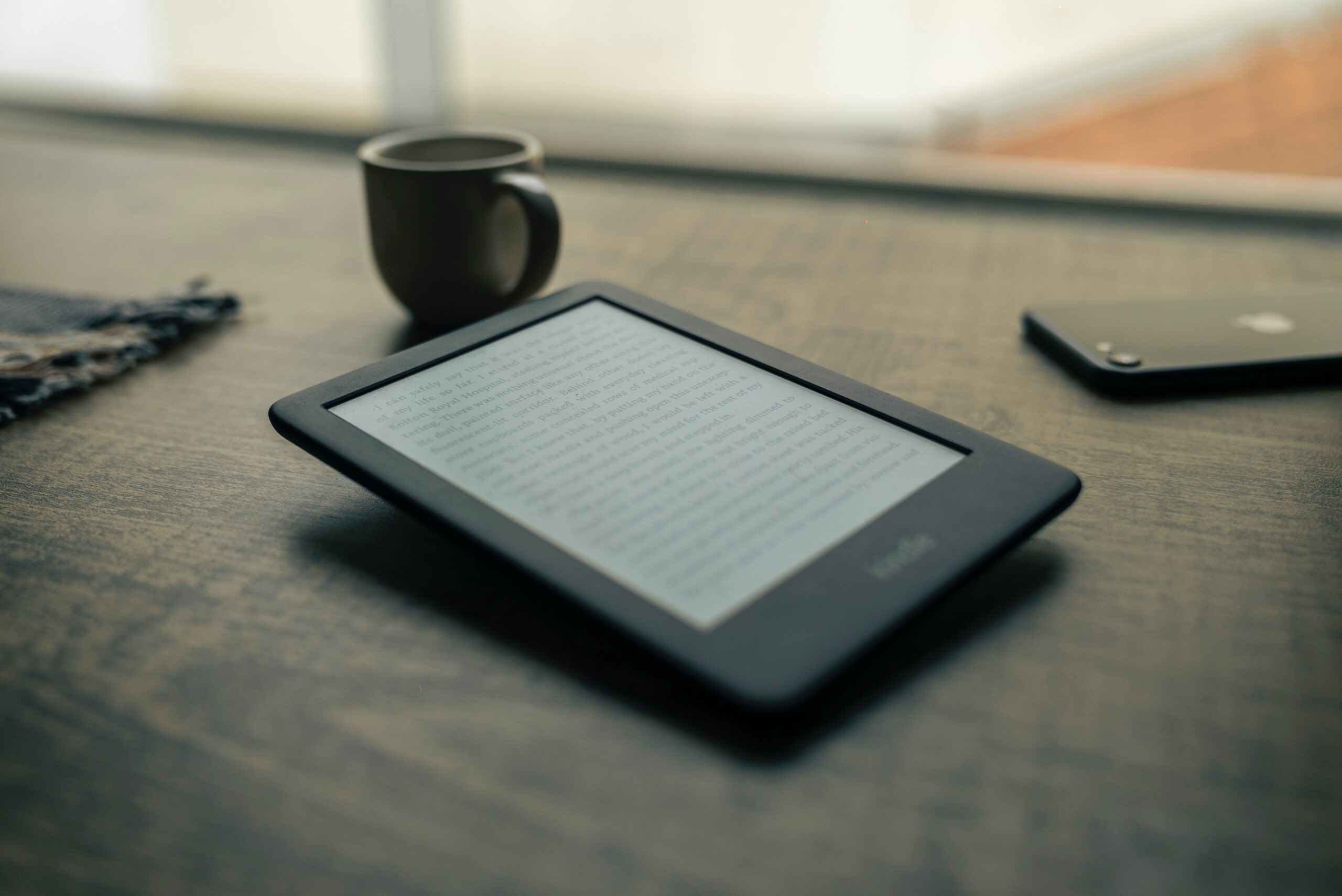 Kindle e-reader on a desk