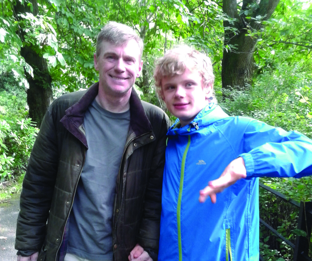 Dad and son in the woodlands