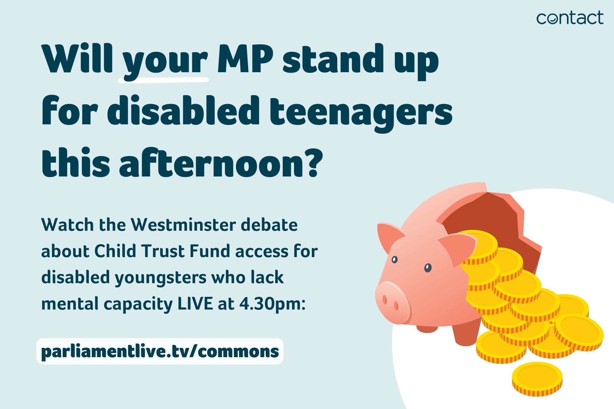 Banner: Will your MP stand up for disabled teenagers this afternoon?