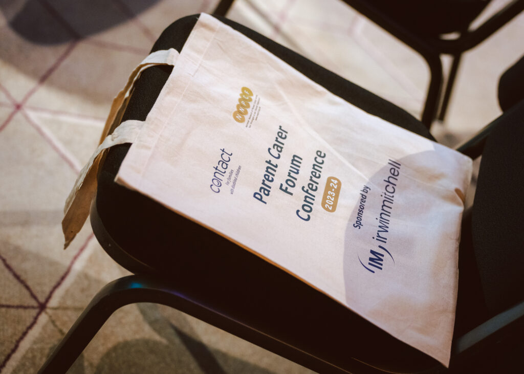 A canvas bag labeled