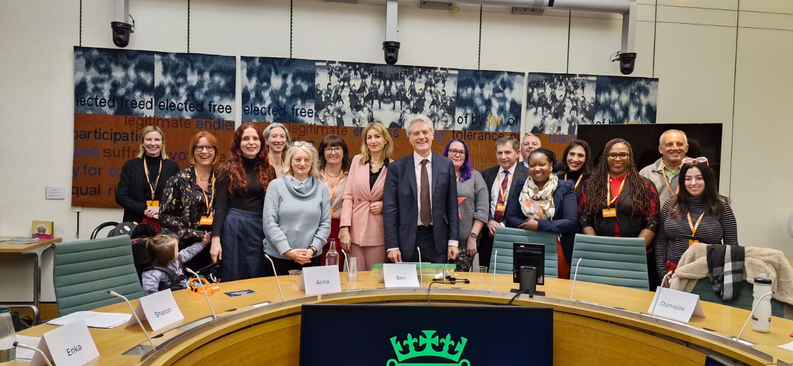 Parent campaigners in parliament with MP Ben Coleman