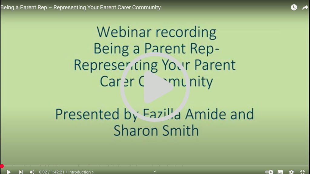Being a parent rep online learning session with play button