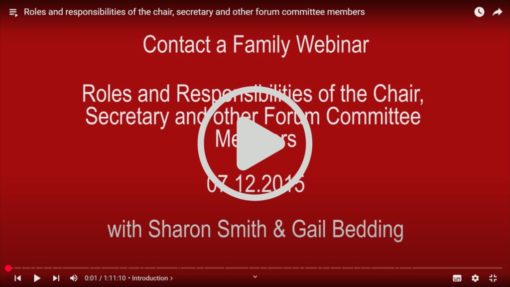Roles and Responsibilities of Chair, secretary and other forum members online learning session with play button