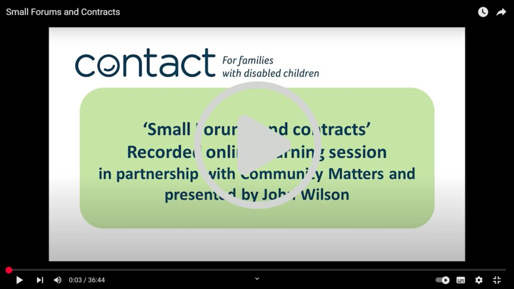 Small forums and contracts online learning session with play button