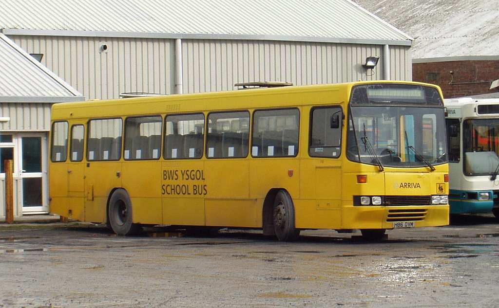 Yellow Wales school bus