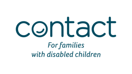 Blue contact for families with disabled children logo on white background