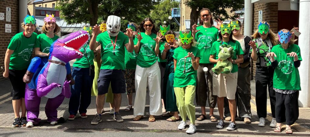 Contact staff dressed in green during their DinoDay walk